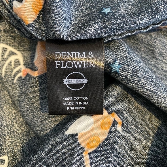 Denim & Flower Slim Fit Premium cotton Deer Print Men's Button Up Shirt Size M - Picture 7 of 8